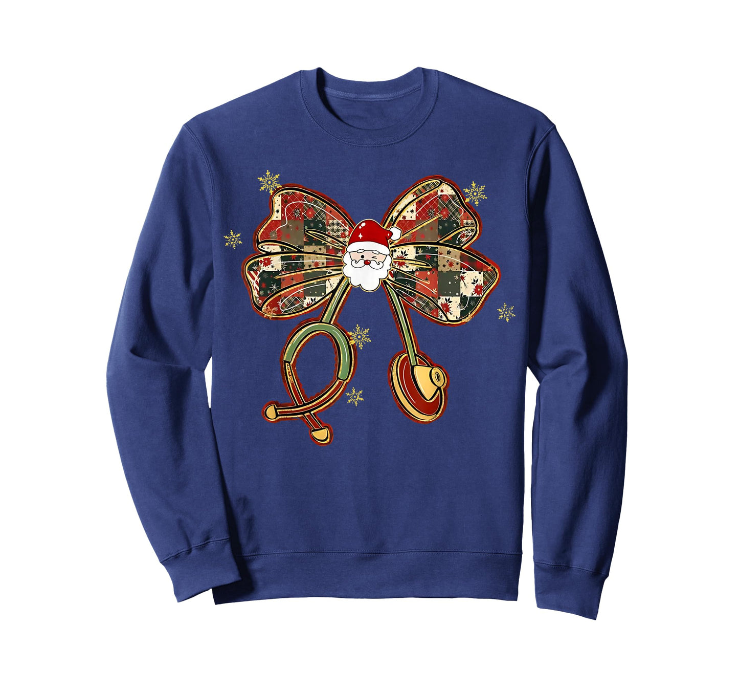 Christmas Nurse Vintage Santa Bow with Stethoscope T-Shirt