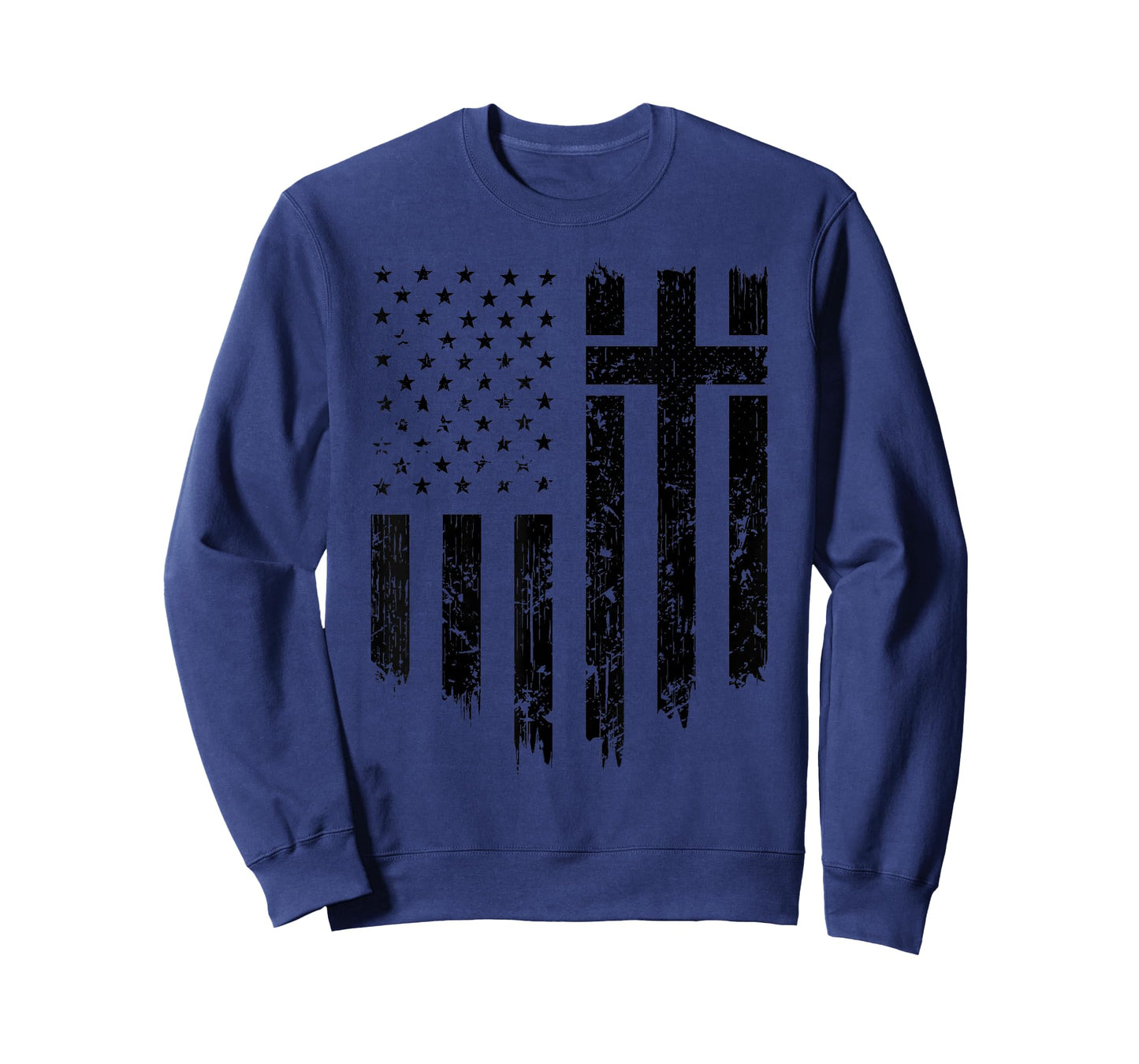 Vintage Distressed USA Flag Cross Christian Faith Gift T-Shirt