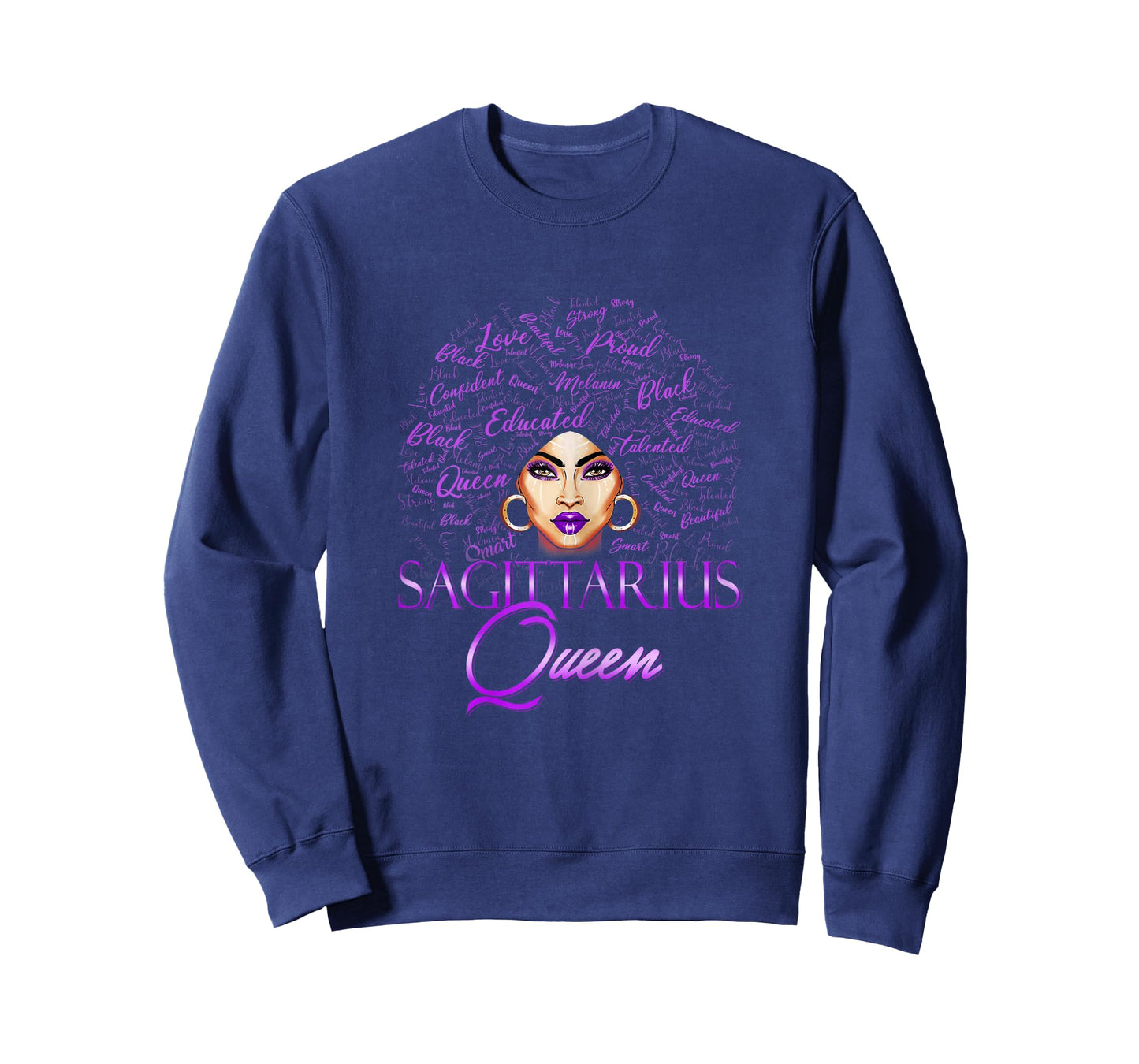 Sagittarius Girl Womens Purple Queen Black Zodiac Birthday T-Shirt