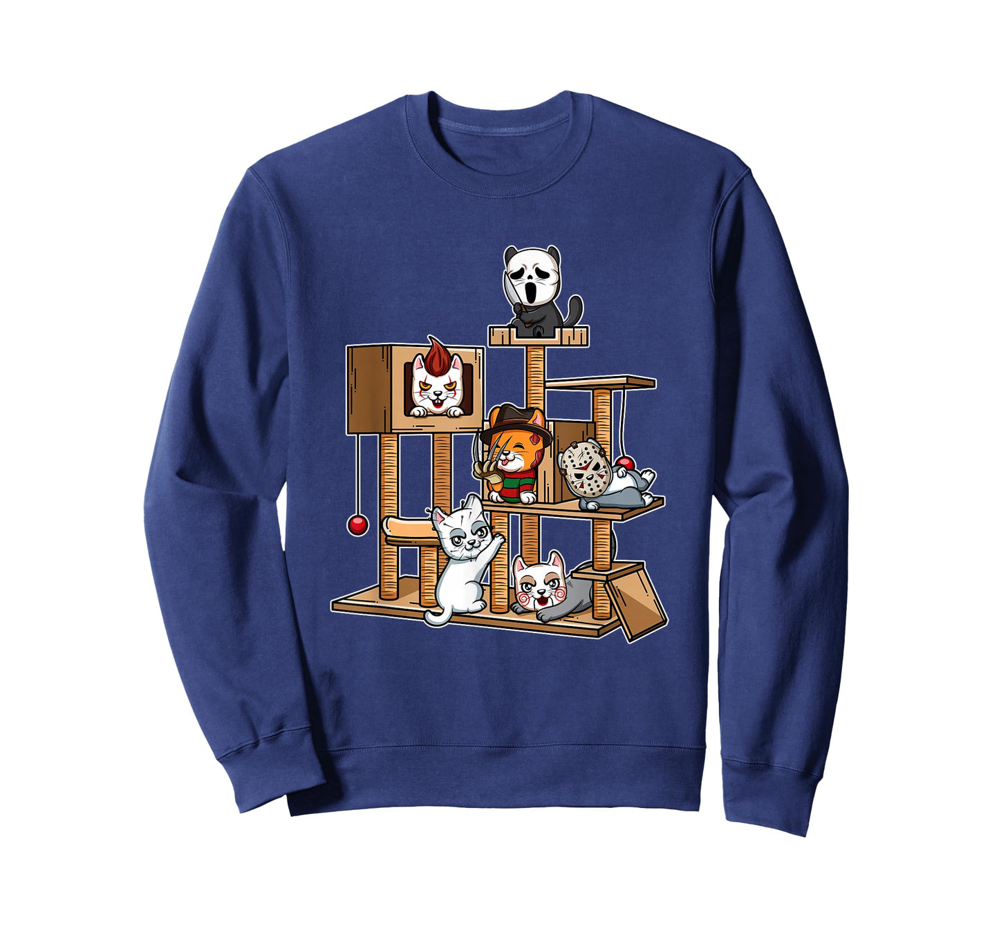 Funny Horror Movie Kitten Playing On Cat Tree T-Shirt