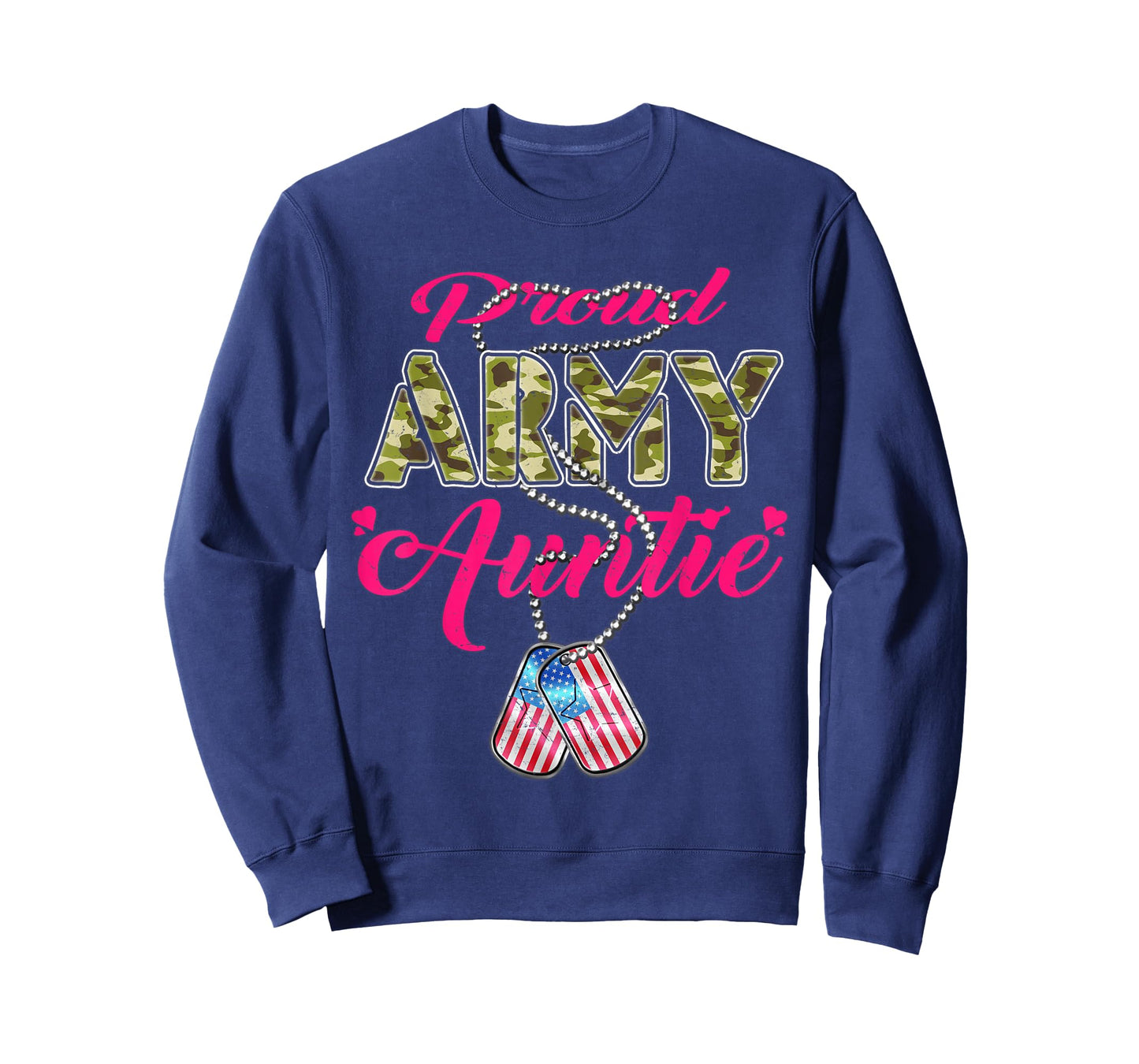 Proud Army Auntie Camo US Flag Dog Tags Pride Military Aunt T-Shirt