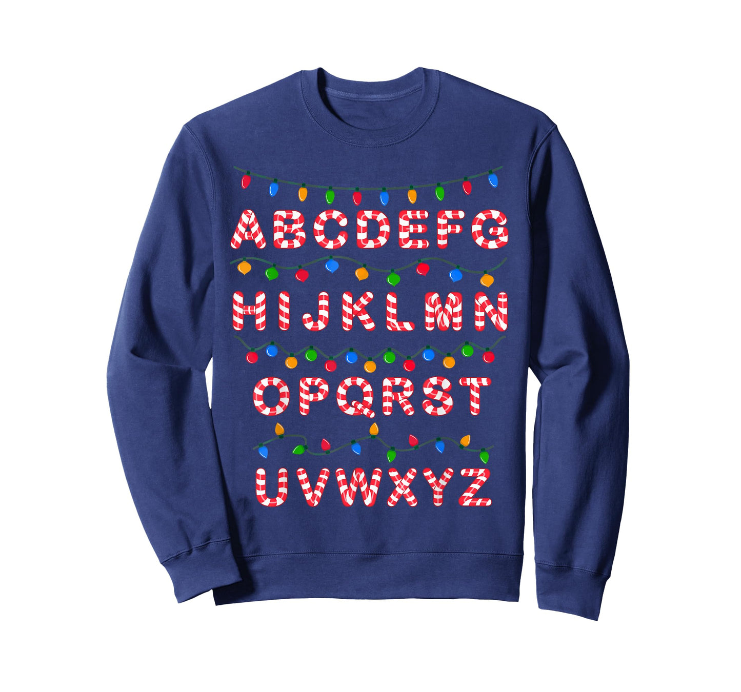 Christmas Alphabet Candy Cane Teachers Students Candy Cane T-Shirt for Men Women Kids