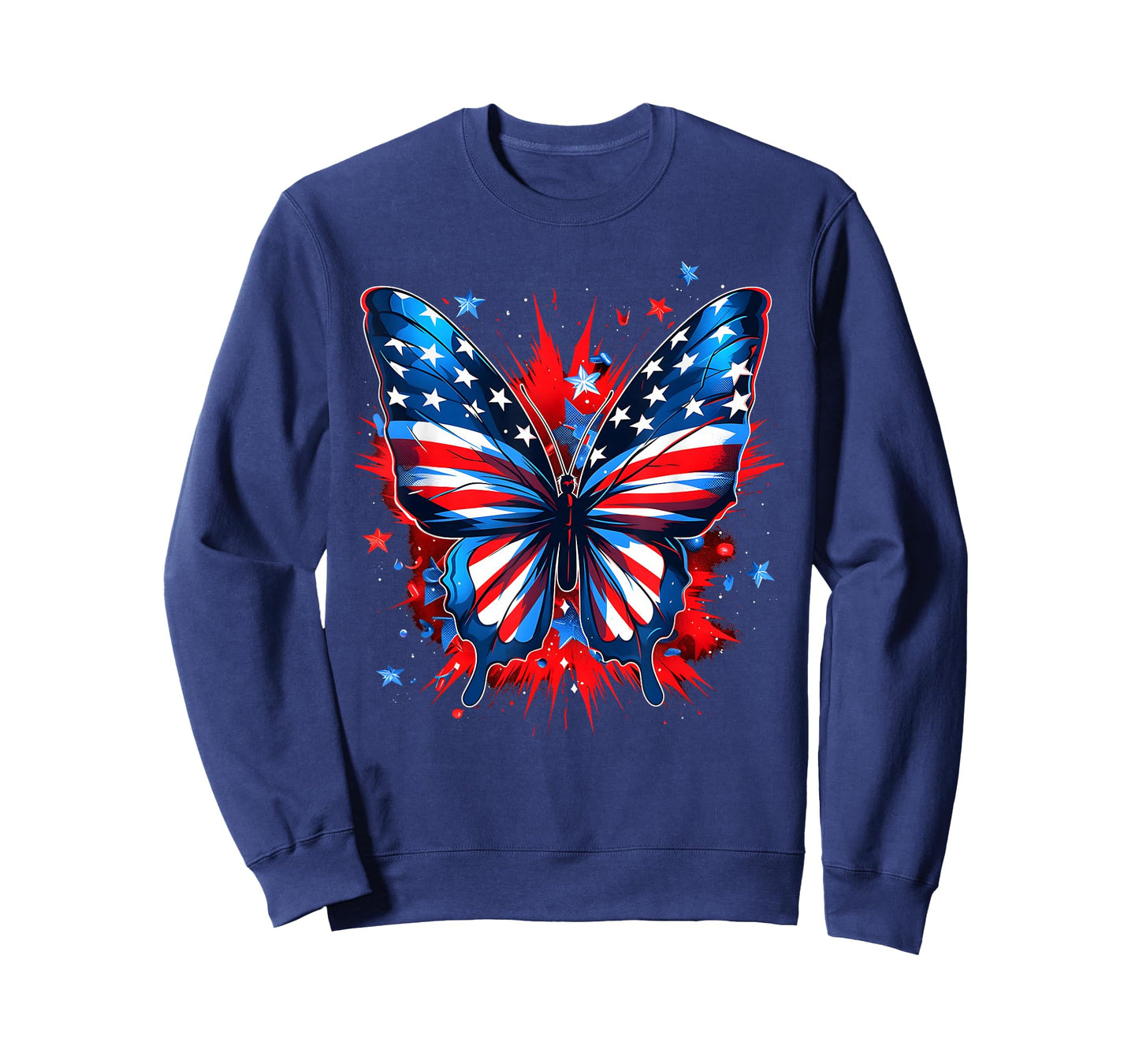 4th of July Butterfly USA Flag Cute American Women Girl T-Shirt