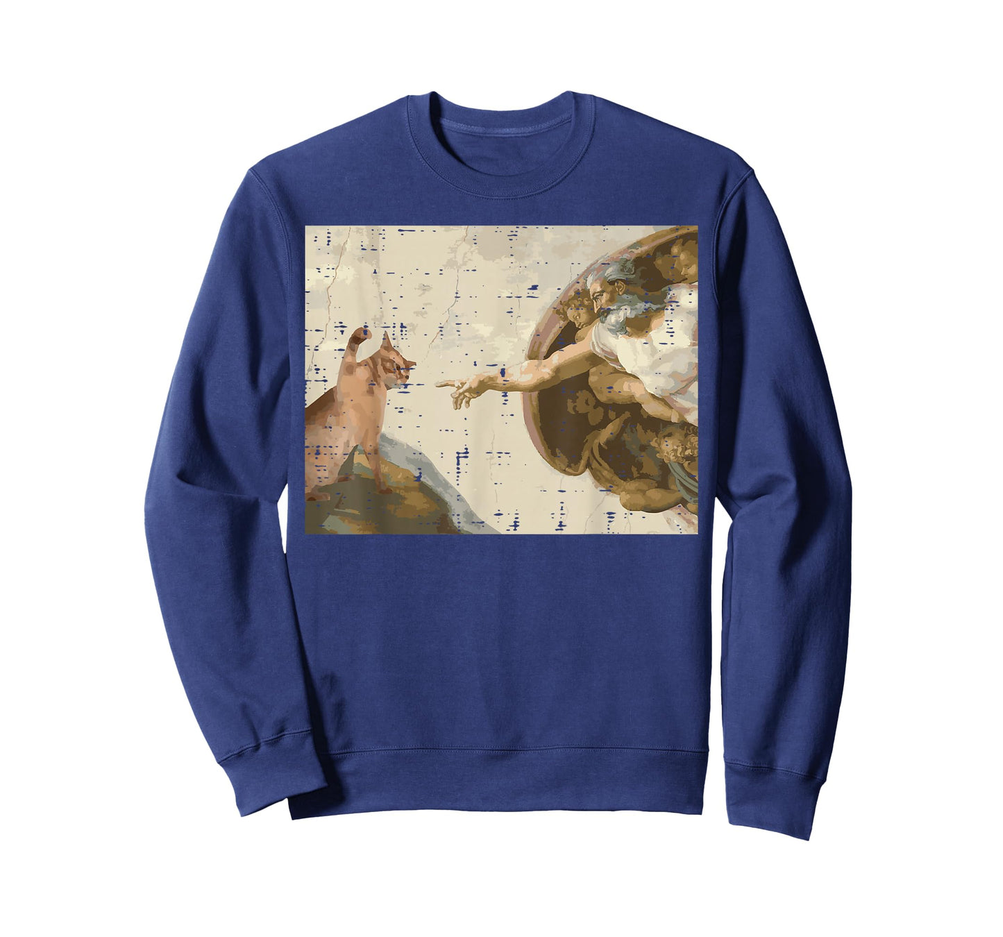 Creation of Adam Cat Painting Funny Art Meme Men Women Kids T-Shirt