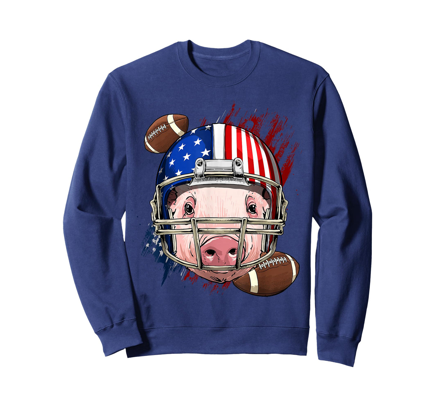 American Football Player Pig Face Farm Animal US Patriotic T-Shirt