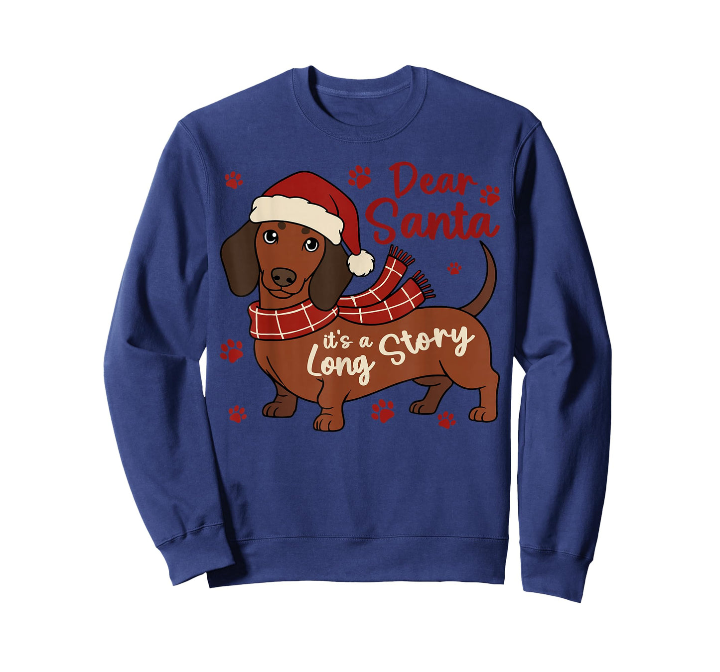 Dachshund Dog Dear Santa It's A Long Story Funny Christmas T-Shirt