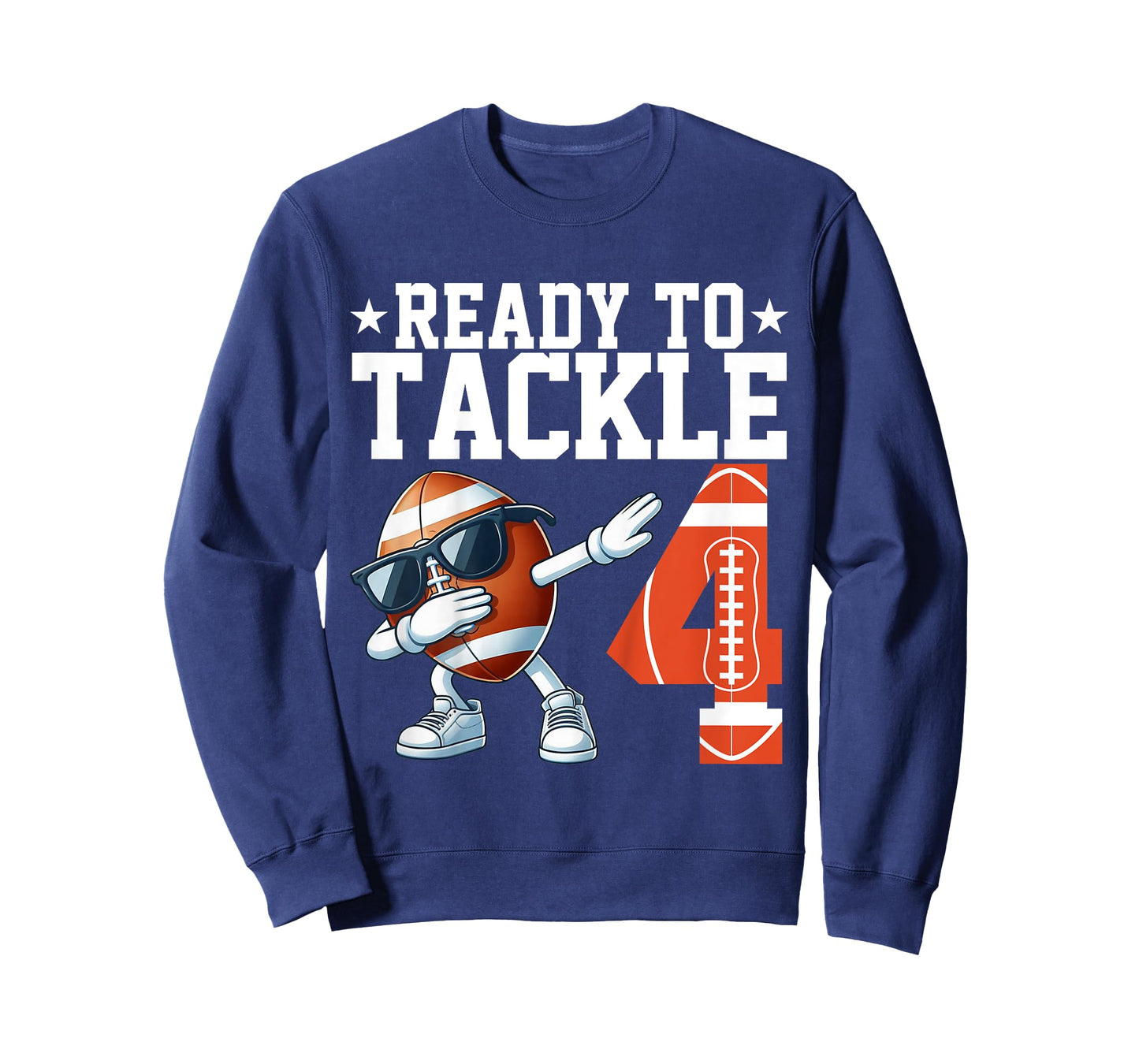 Kids Ready to Tackle 4 Years Old 4th Birthday Football Party T-Shirt