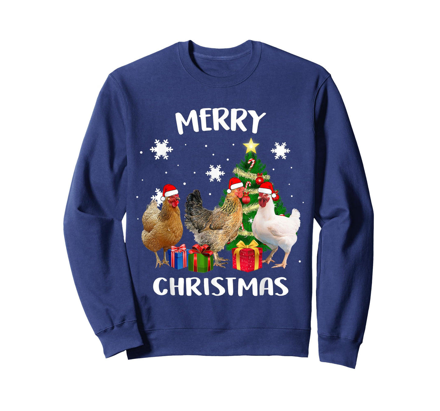 Funny Ugly Chicken Christmas Tree Shirt Santa Hat Hen Lovers T-Shirt