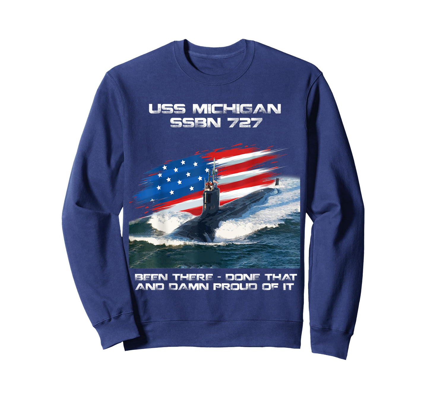 USS Michigan SSBN-727 American Flag Submarine Veteran Xmas T-Shirt