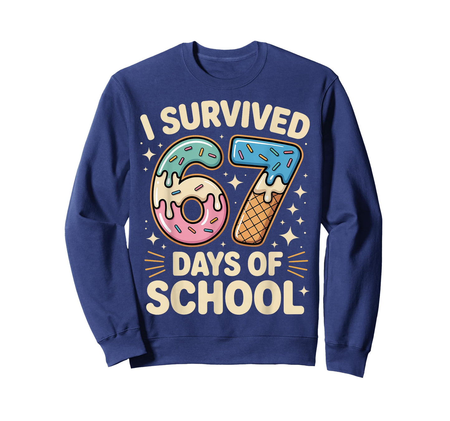 I Survived 67 Days of School with a Funny Ice Cream Design T-Shirt