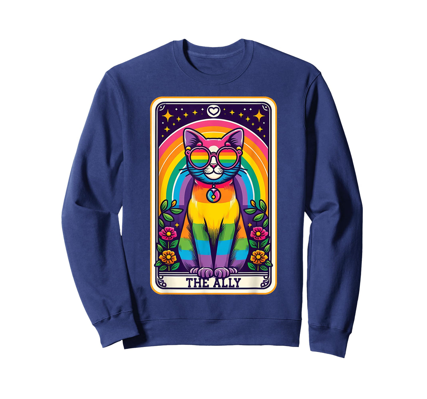 Tarot Card Cat The Ally, Gay Pride Rainbow LGBTQ Cat T-Shirt for Men Women