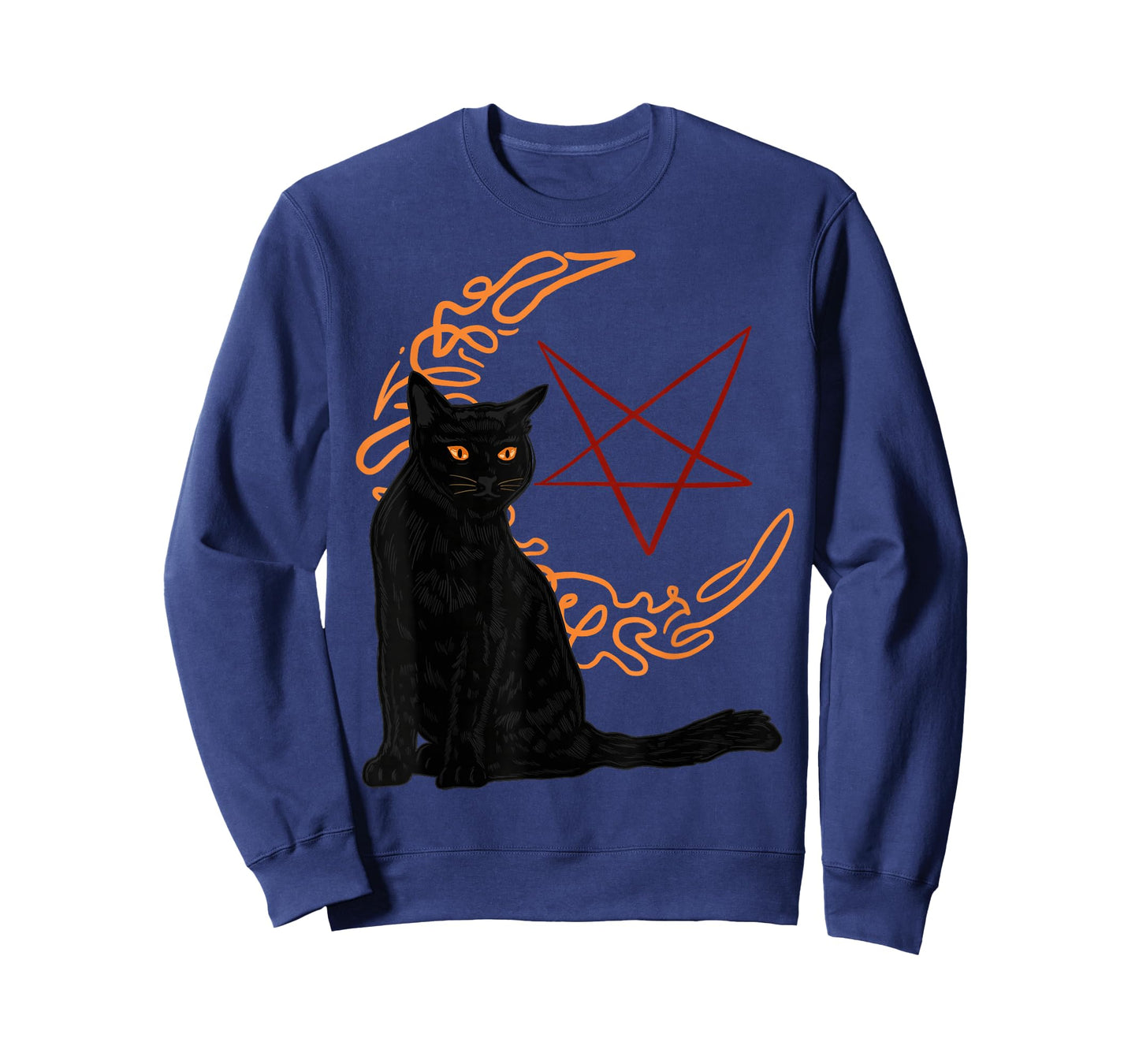 Crescent Moon Goth Pentagram Witch Bombay Cat T-Shirt