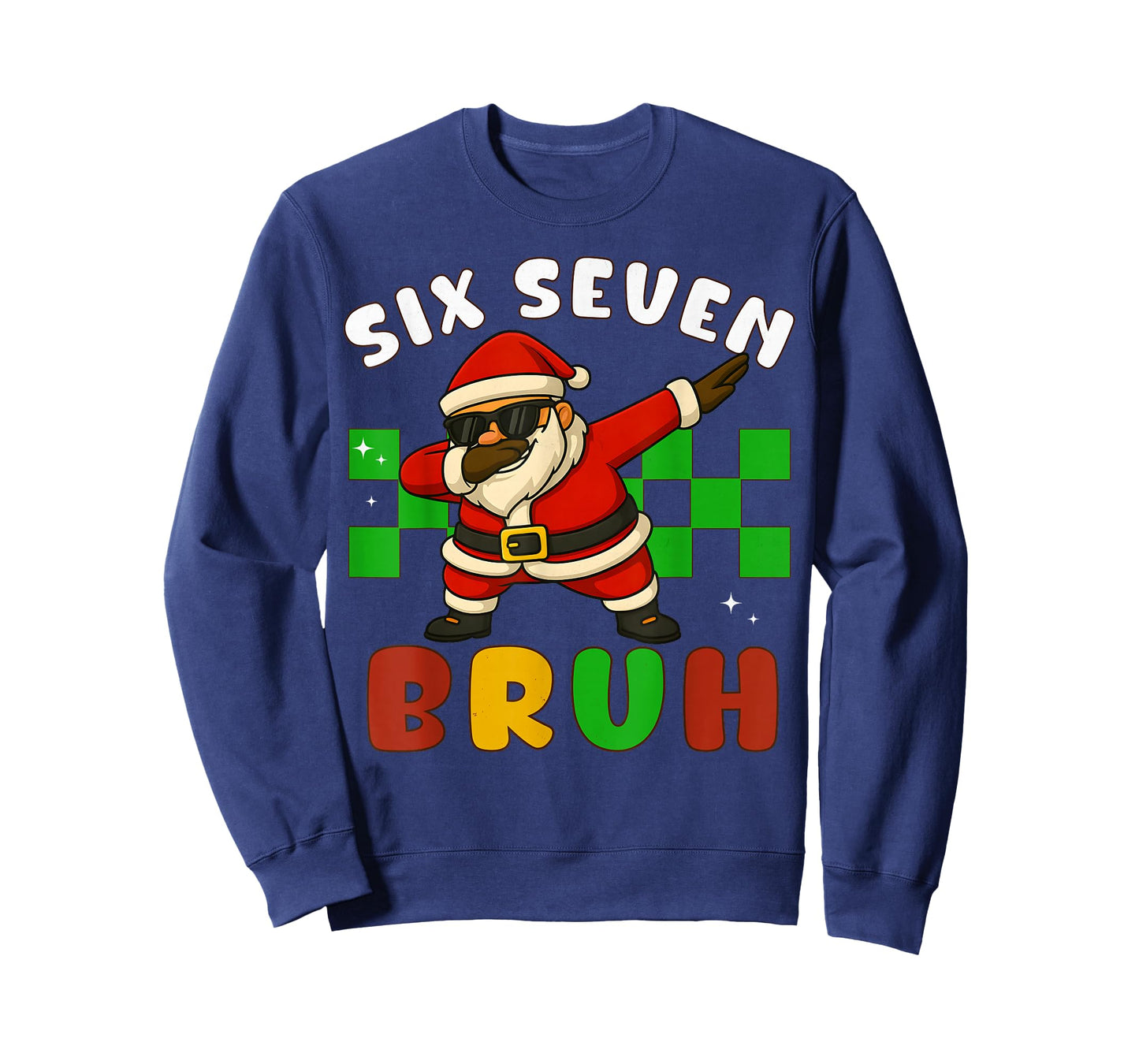 Funny 67 Christmas Santa Claus Bruh Checkered Six Seven Meme T-Shirt
