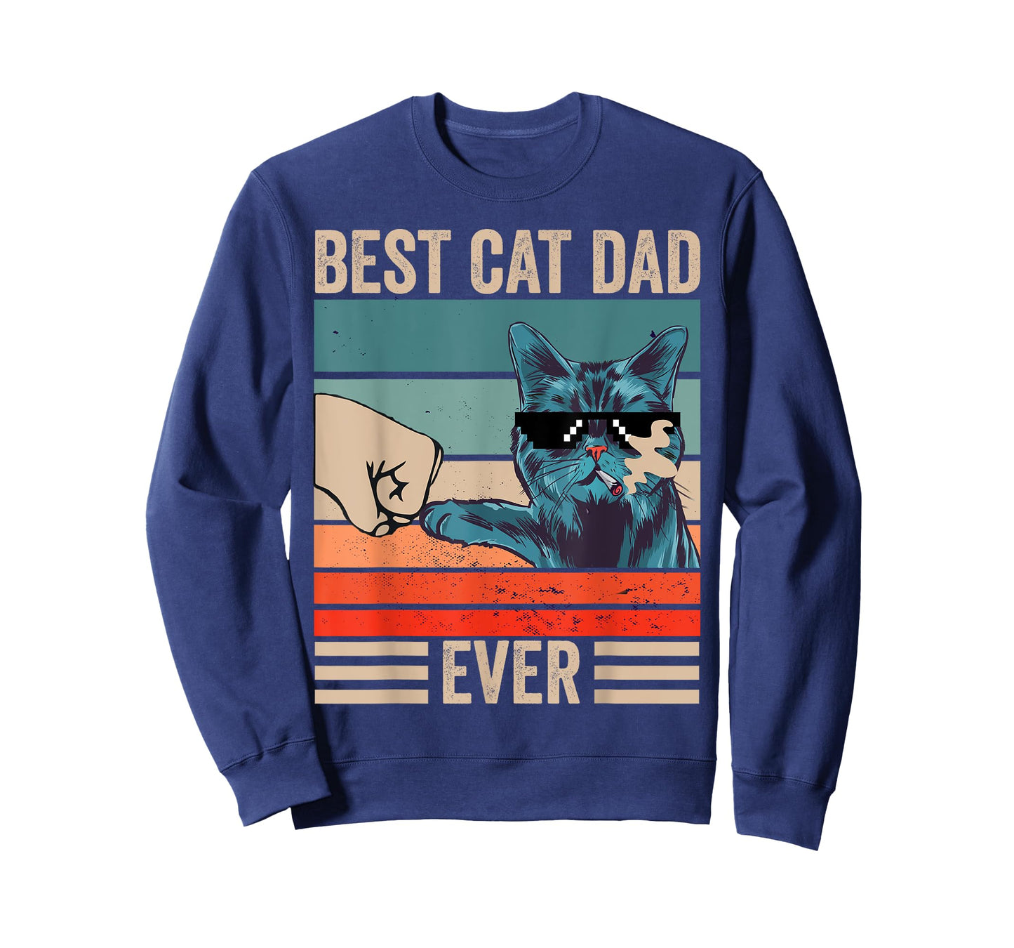 Vintage Best Cat Dad Ever Bump Fist father's day Cat Daddy Men Women Girls Kids T-Shirt