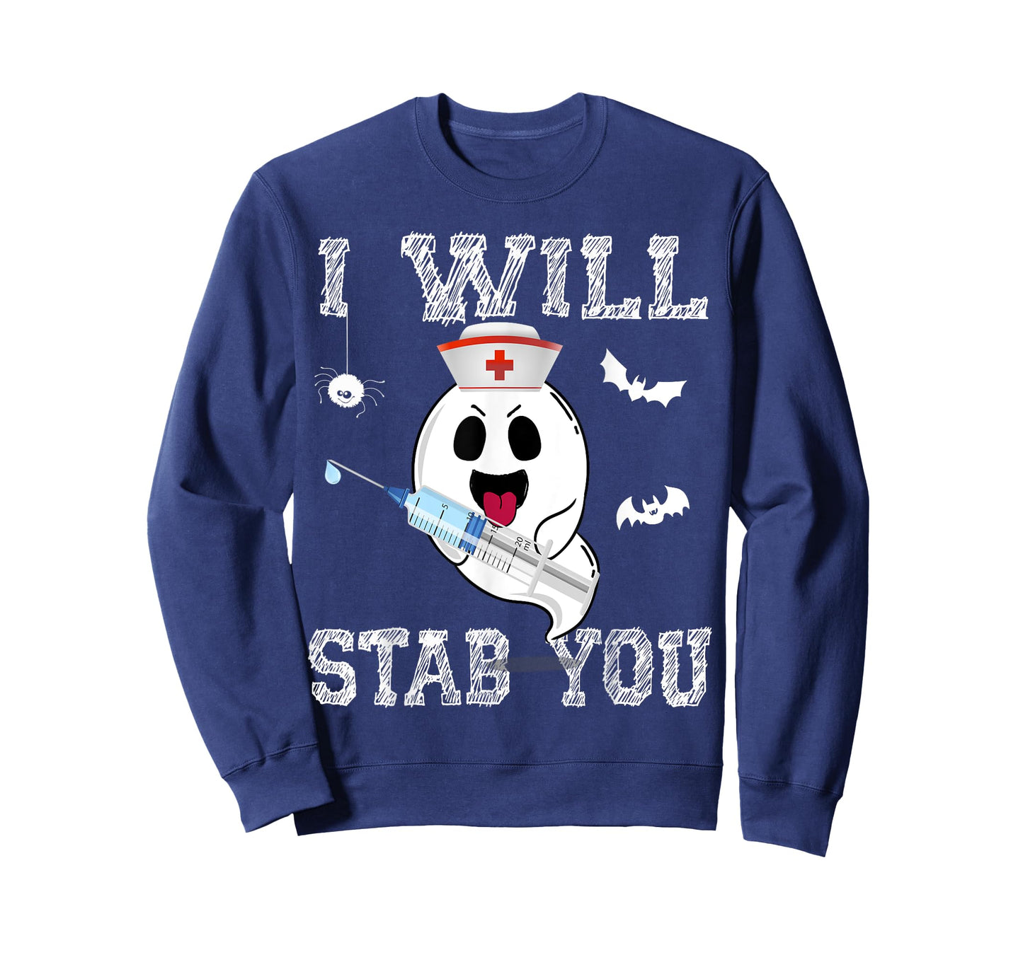 Cute Ghost Nurse I will stab you Cool Halloween Girl women T-Shirt