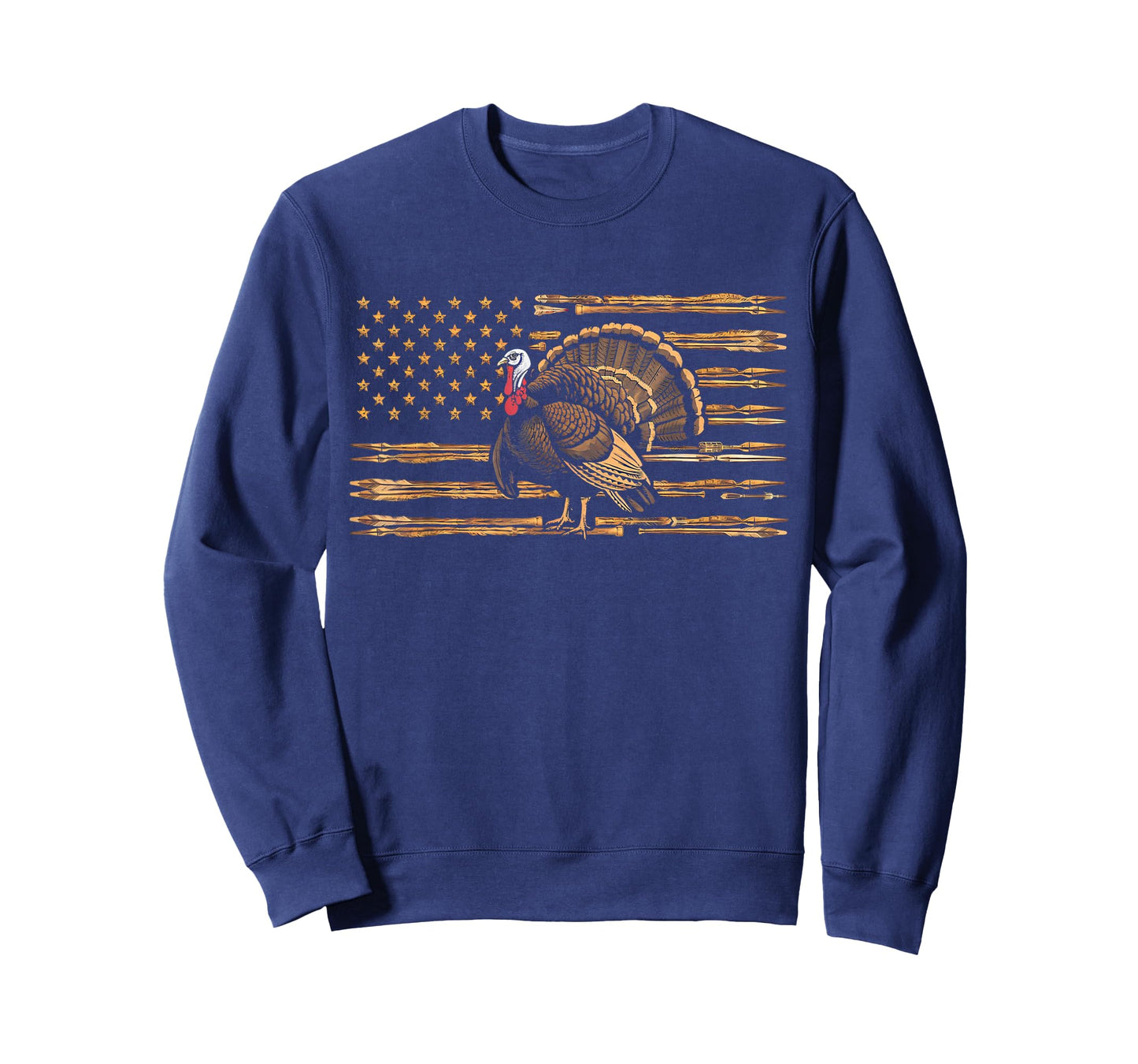 Turkey Hunting Graphic American Flag Tree Camouflage T-Shirt