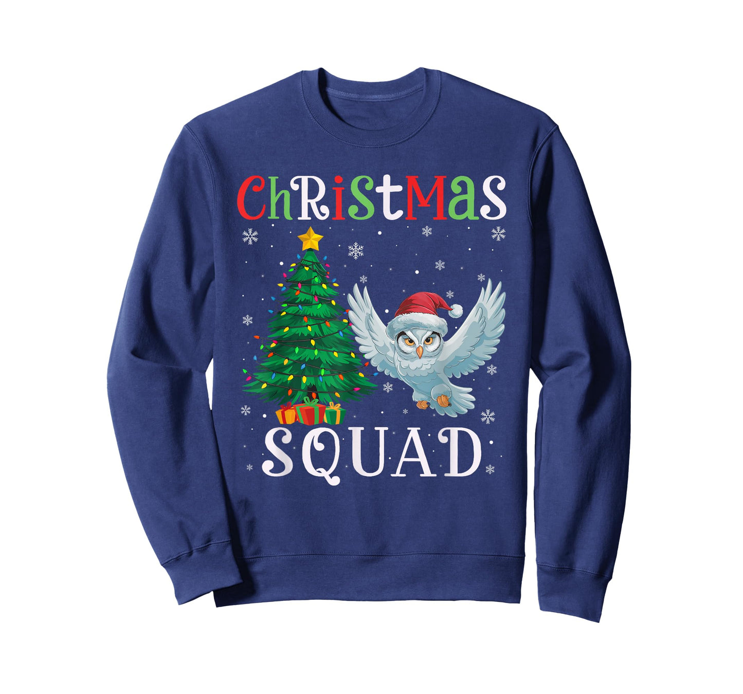 Snowy Owl Squad Boys Girls Kids Christmas Tree Lights T-Shirt