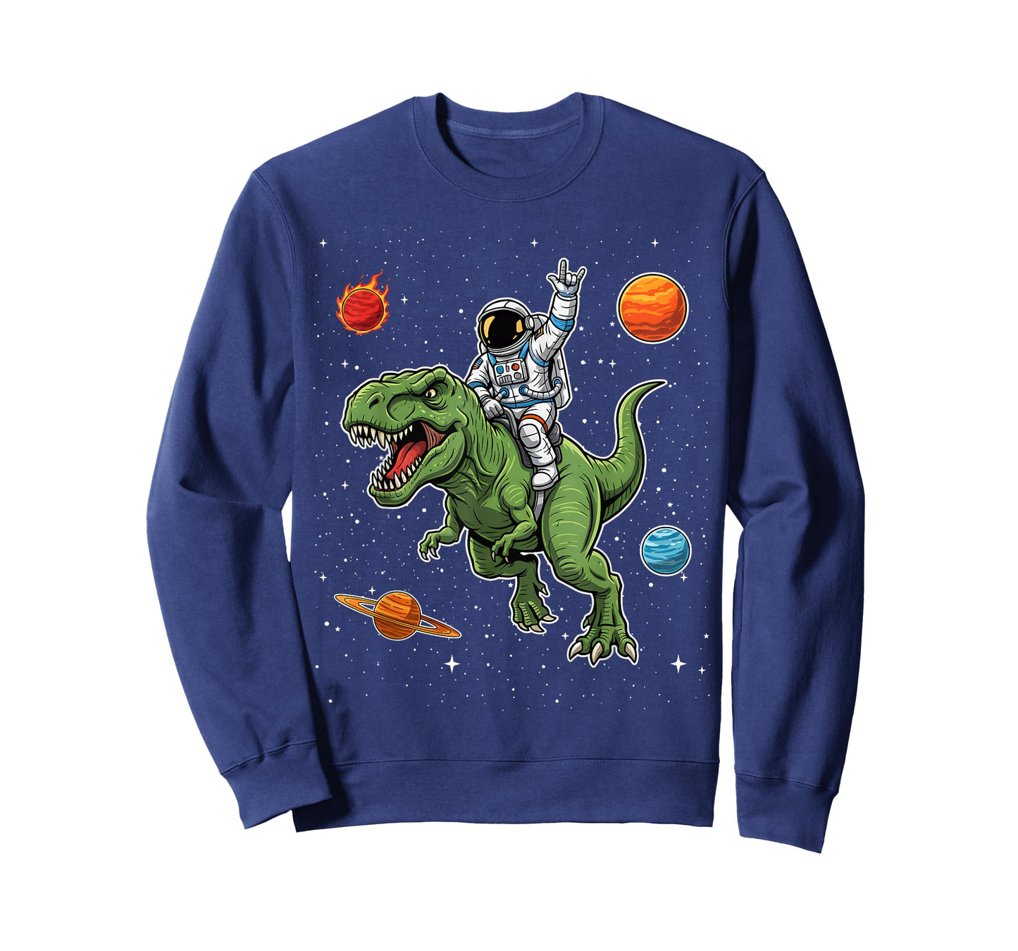Astronaut Riding T-Rex Dinosaur in Space Funny Boys Kids Men T-Shirt