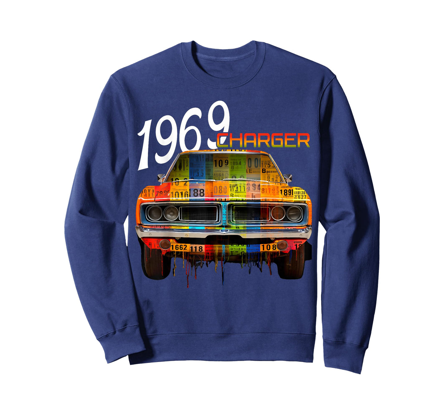 1969 69 Charger Classic Vintage Old Car USA Flag T-Shirt