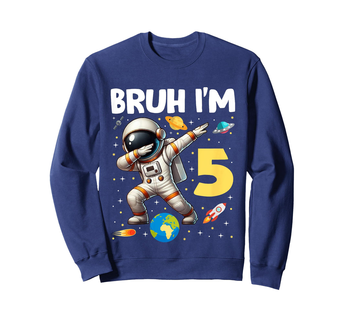 Kids Bruh I'm 5 Year Old Birthday Astronaut Space 5th B-Day Funny T-Shirt