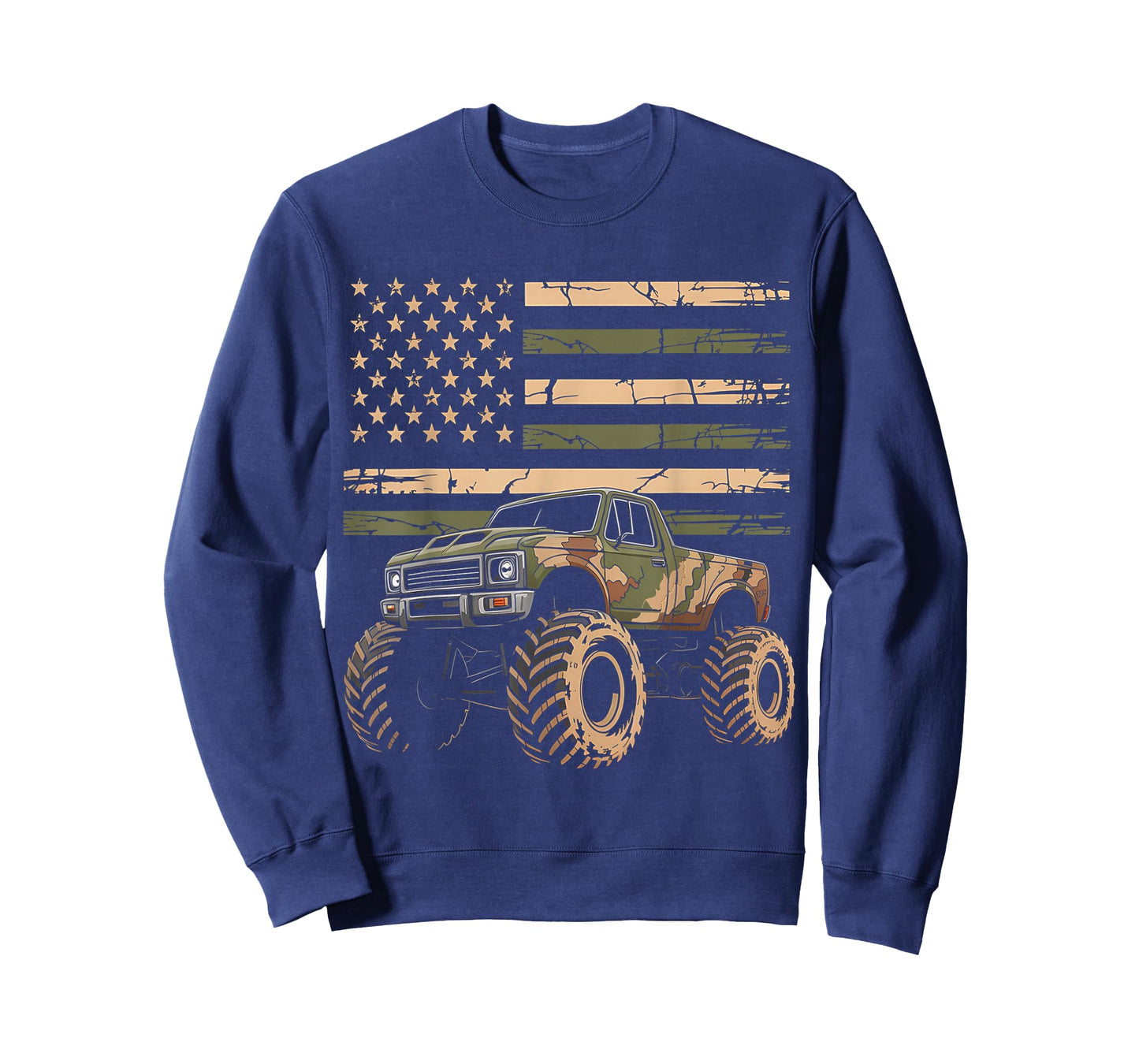 Monster Trucker Retro Monster Truck USA Flag 4th July T-Shirt