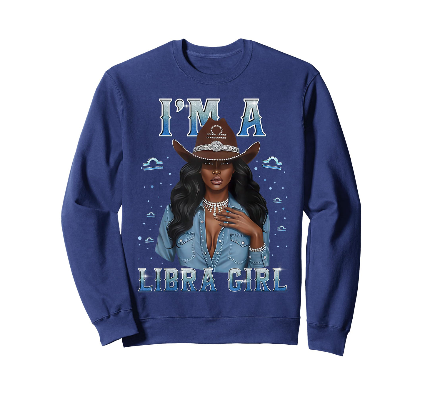 Fabulous Im A Libra Girl Zodiac Birthday Cowboy Hat Denim T-Shirt