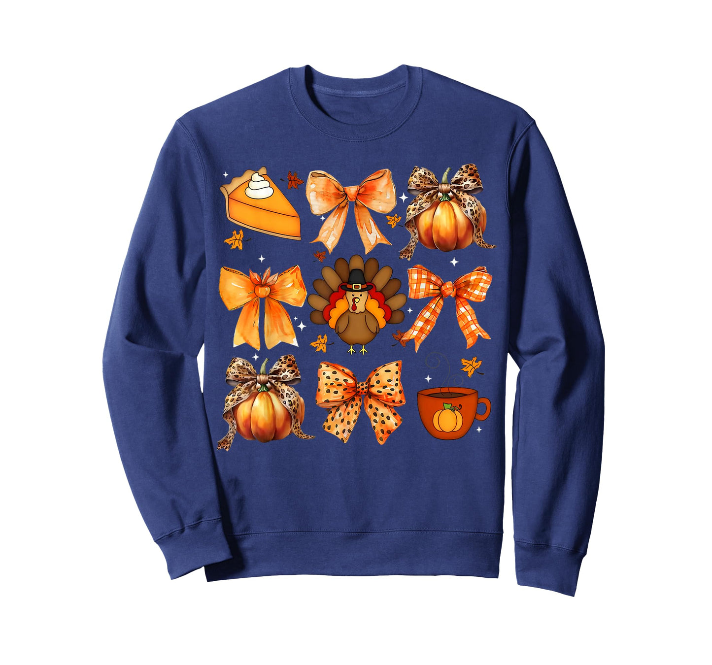 Coquette Bow Pumpkin Season Thanksgiving Autumn Fall Leaves T-Shirt