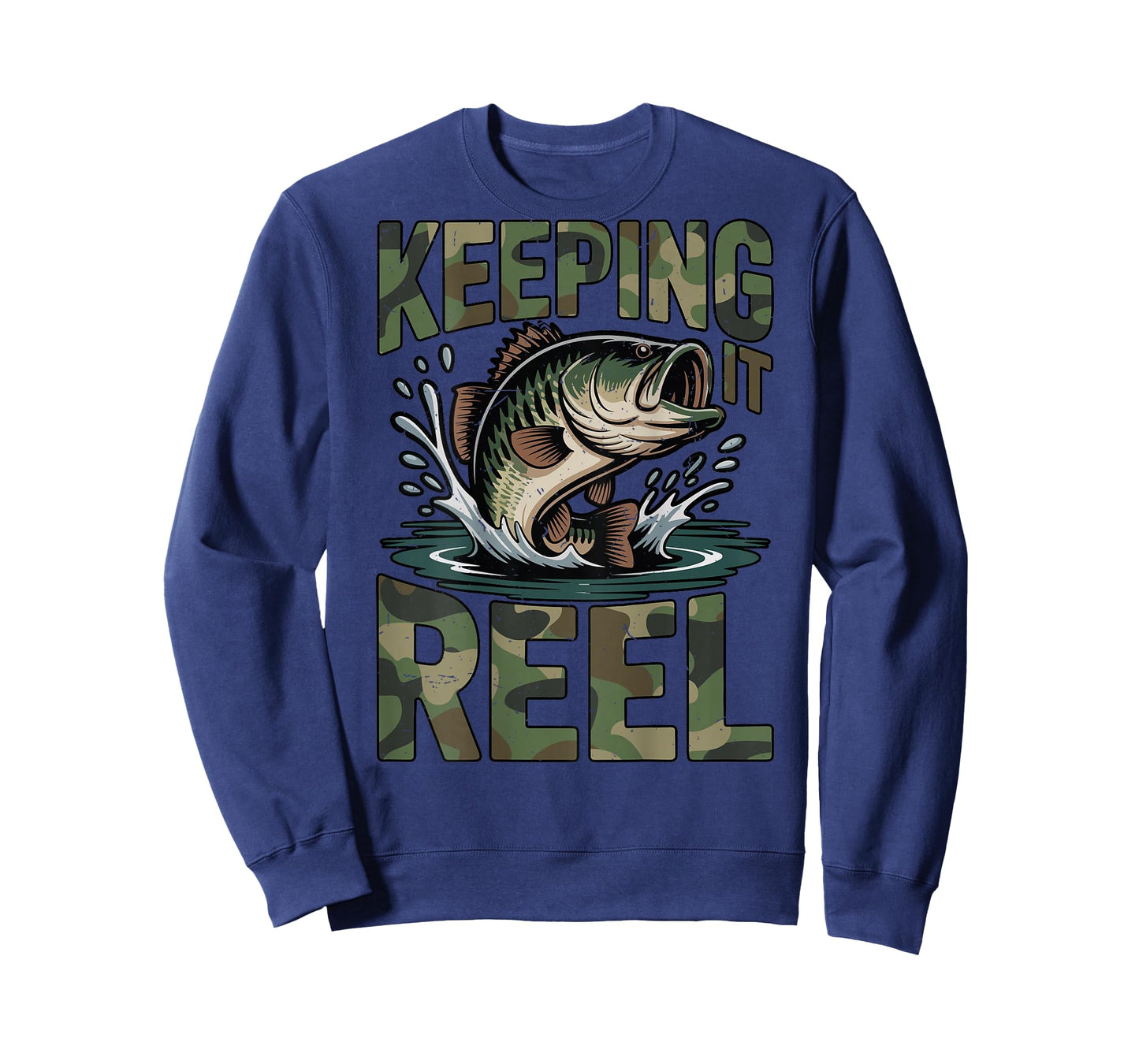 Fishing Camo Bass Fish Keeping Reel Boy Youth Men Dad Jokes T-Shirt