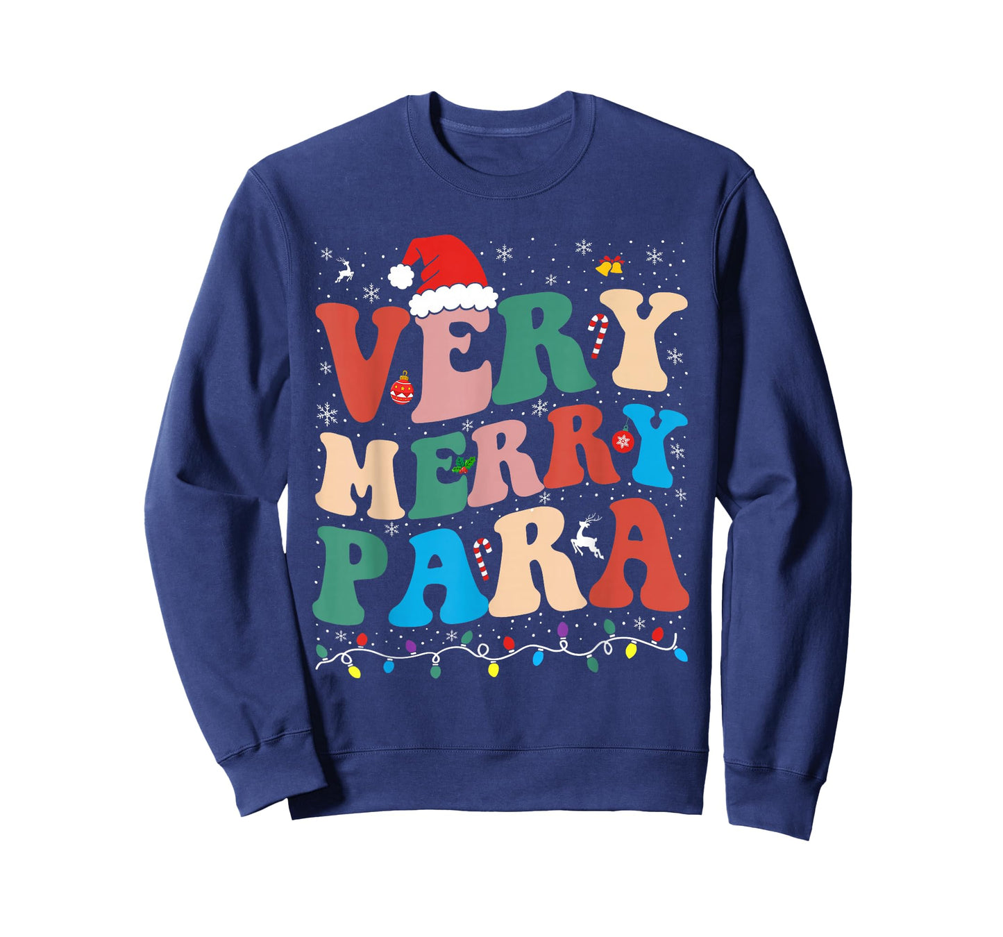 Very Merry para Christmas Lights Santa Family Holiday T-Shirt