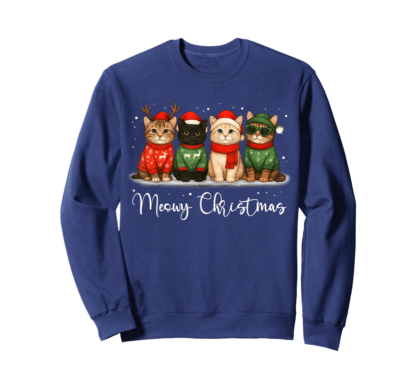 Christmas Holiday Xmas Meowy Christmas Funny Cat Santa Hat T-Shirt