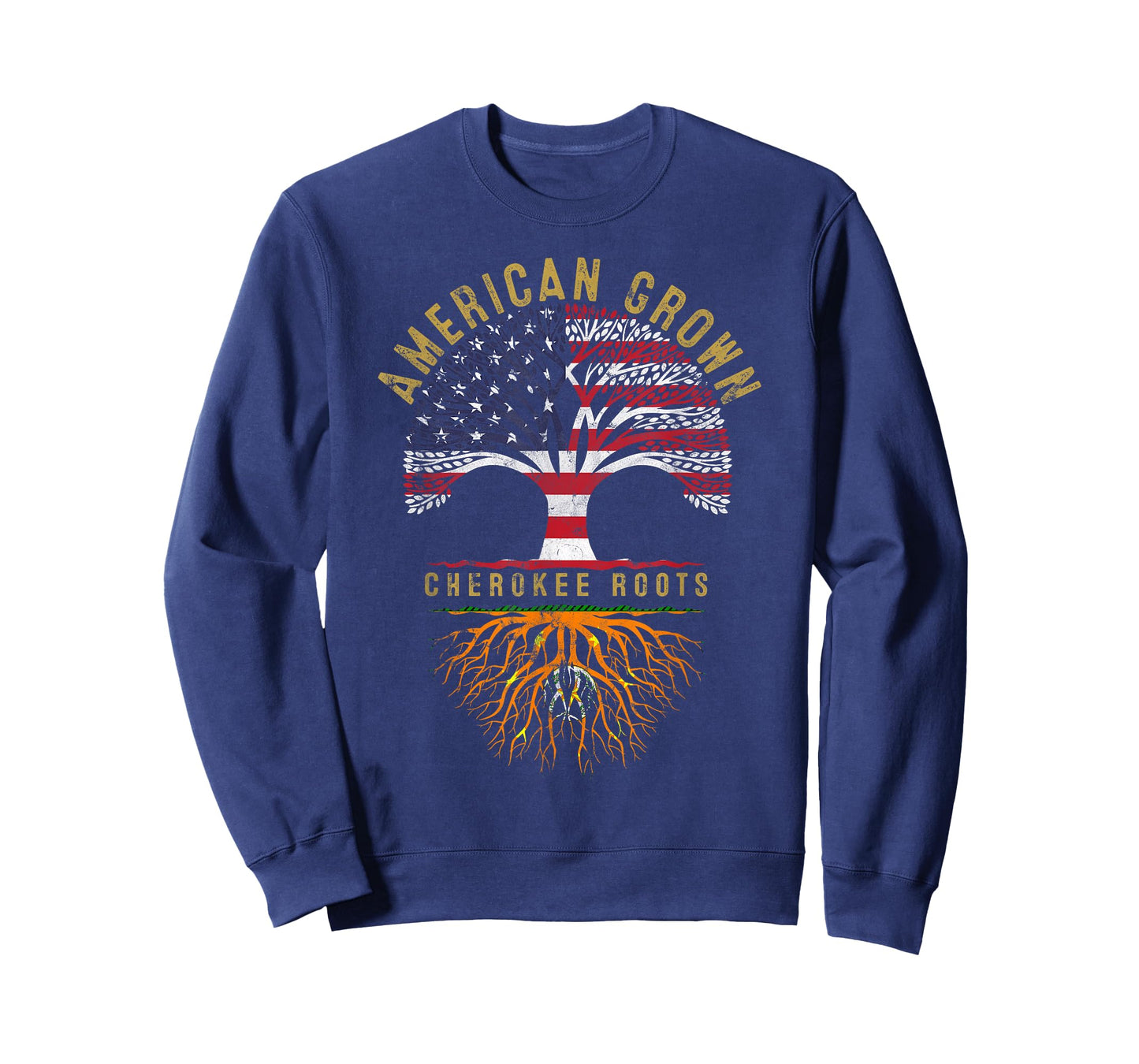 American Grown Cherokee Roots Tree Flag Family Heritage T-Shirt