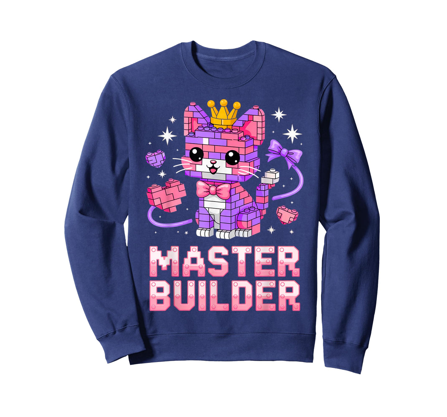 Master Builder Cat Lover Building Bricks Blocks Kids Girls T-Shirt