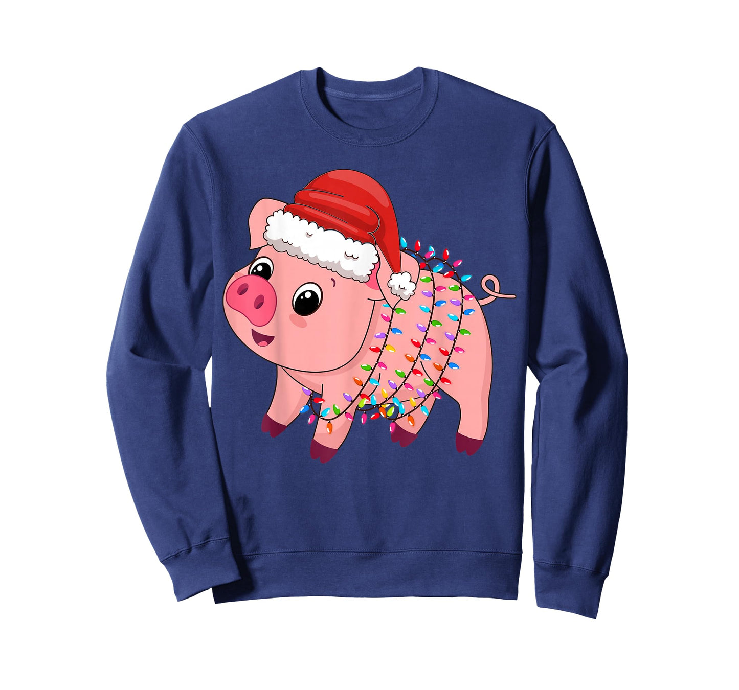 Christmas Lights Pig Wearing Xmas Hat - Pig Lover Farmer T-Shirt
