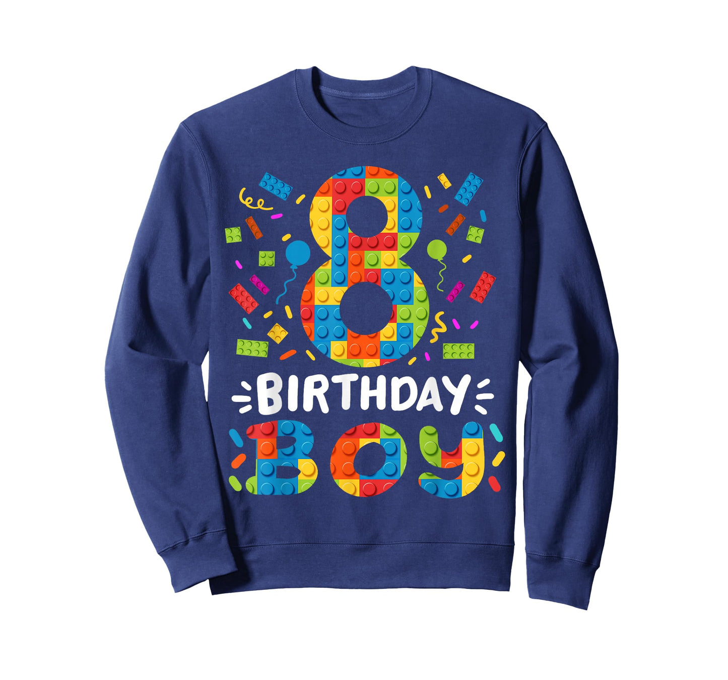 Kids 8 Years Old Building Blocks Builder 8th Birthday Boys T-Shirt