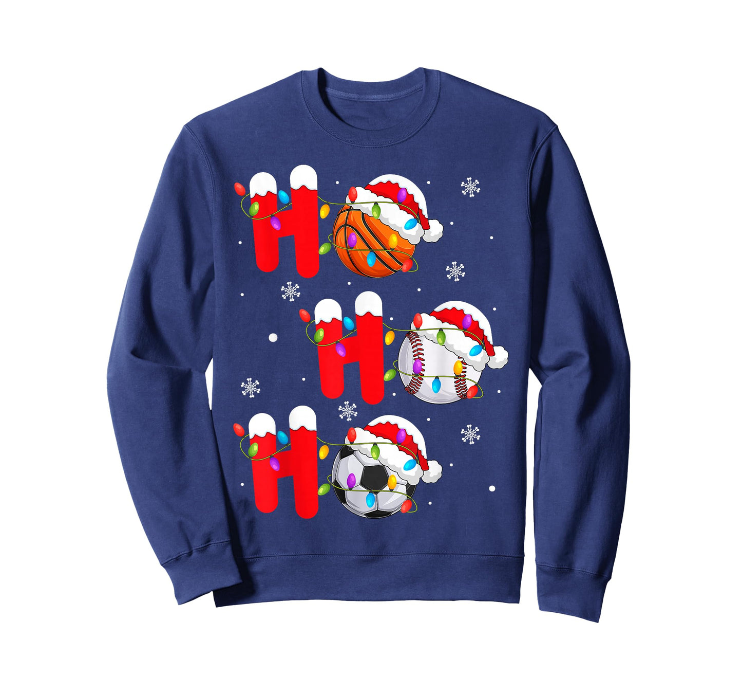 Basketball Baseball Soccer Christmas Ho Ho Ho Santa Xmas T-Shirt