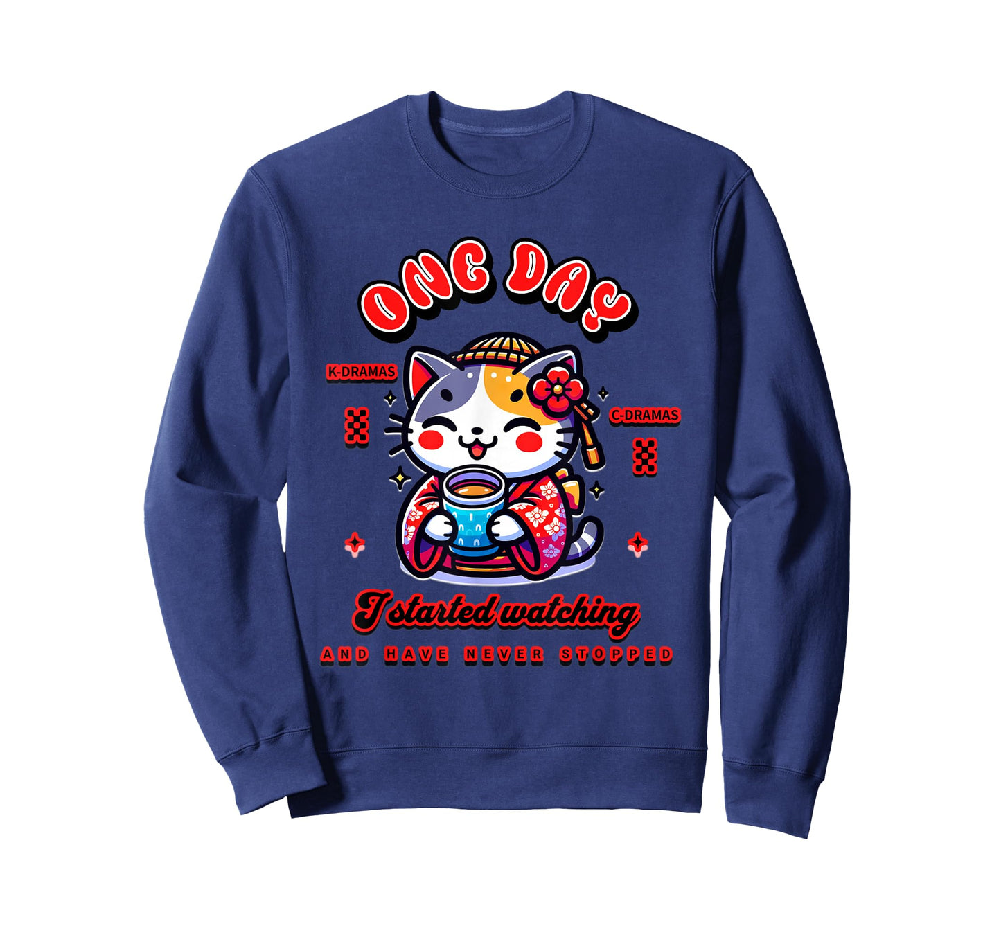 Cute Cat Watching K-Dramas and C-Dramas T-Shirt