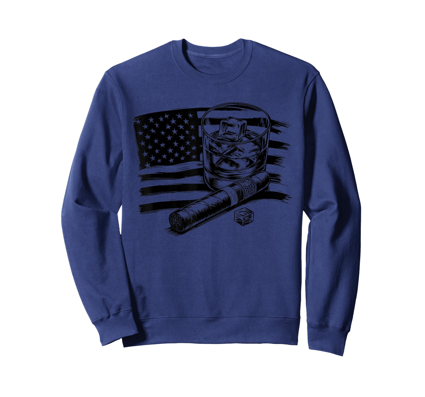 Cigar Whiskey American Flag - Patriotic USA Bourbon Lover T-Shirt