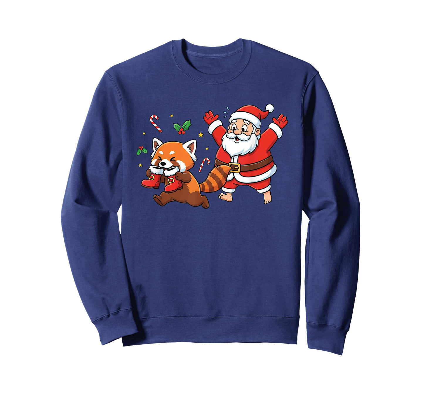 Funny Red Panda Santa Claus Boots Christmas Womens Mens Kids T-Shirt