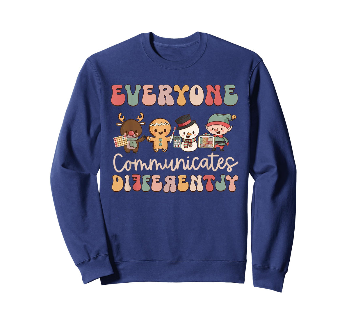 Everyone Communicates Differently Autism Awareness Christmas T-Shirt