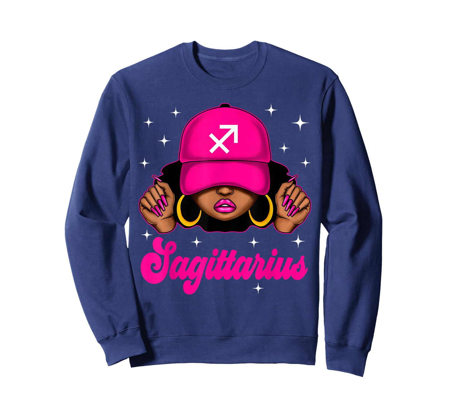 Sagittarius Girl Sassy Black Woman with Cap Zodiac Birthday T-Shirt