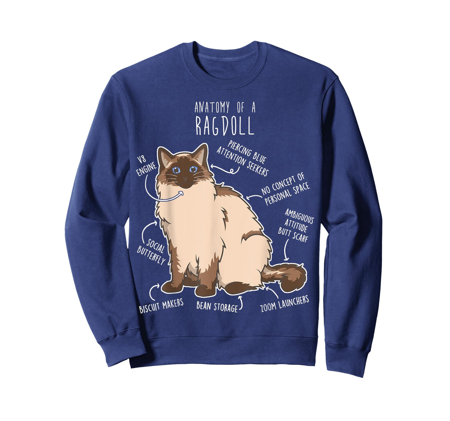Ragdoll Cat Anatomy, Funny Cute Pet Mom Dad, Seal Point T-Shirt