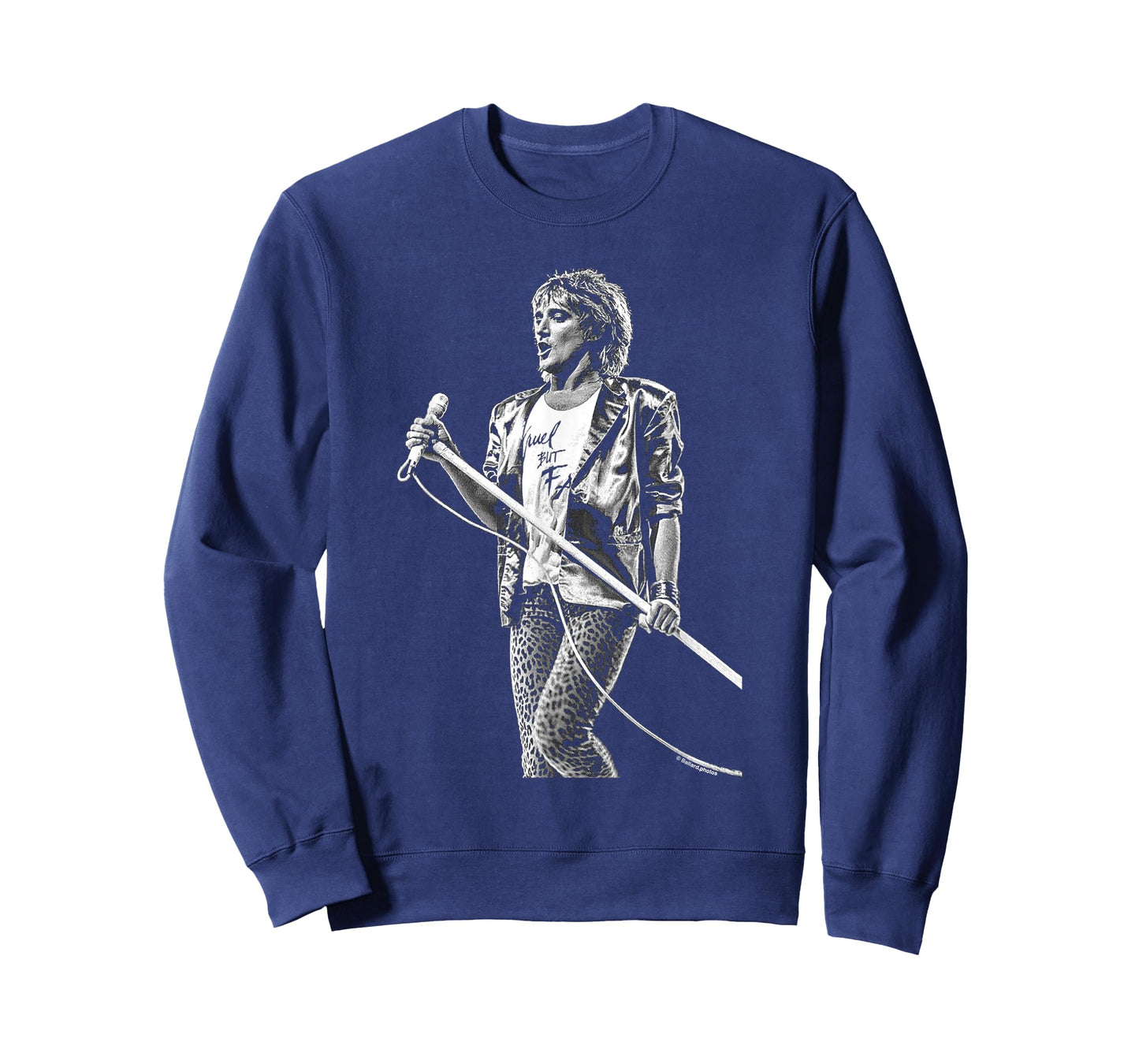 Rod Stewart Singer Mic Stand Pose Faces by Allan Ballard T-Shirt