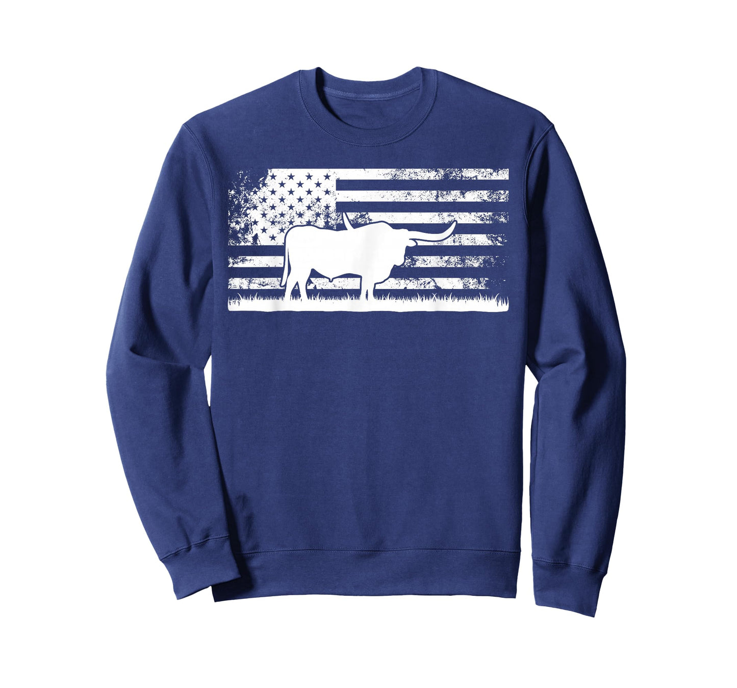 American Flag USA - Texas Longhorn Cow For Cattle Farmer T-Shirt