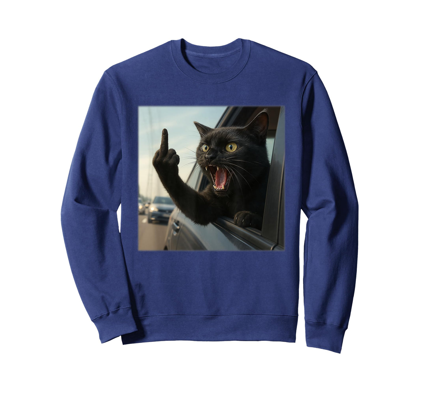Funny Cat Middle Finger Hilarious Cat In The Car Cat Lover T-Shirt for Men Women