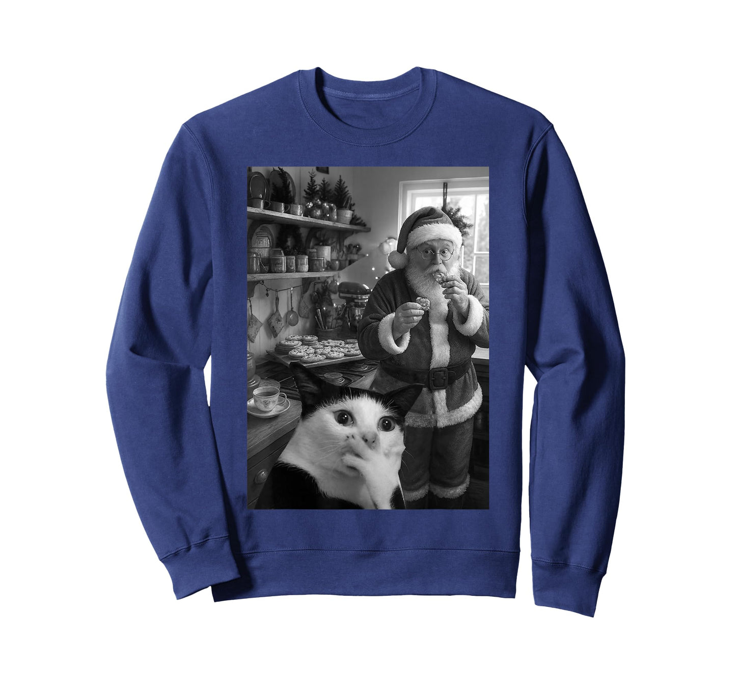 Cat Taking A Selfie Santa Christmas Xmas Pajamas Holiday T-Shirt