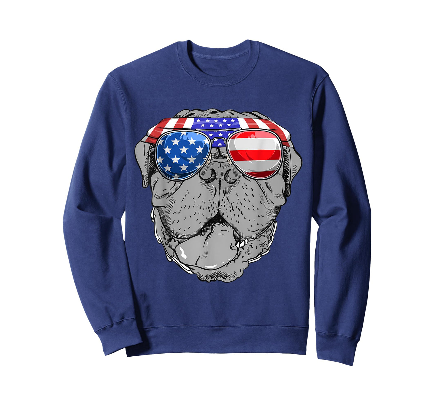 French Mastiff Dog Sunglasses Flag American T-Shirt