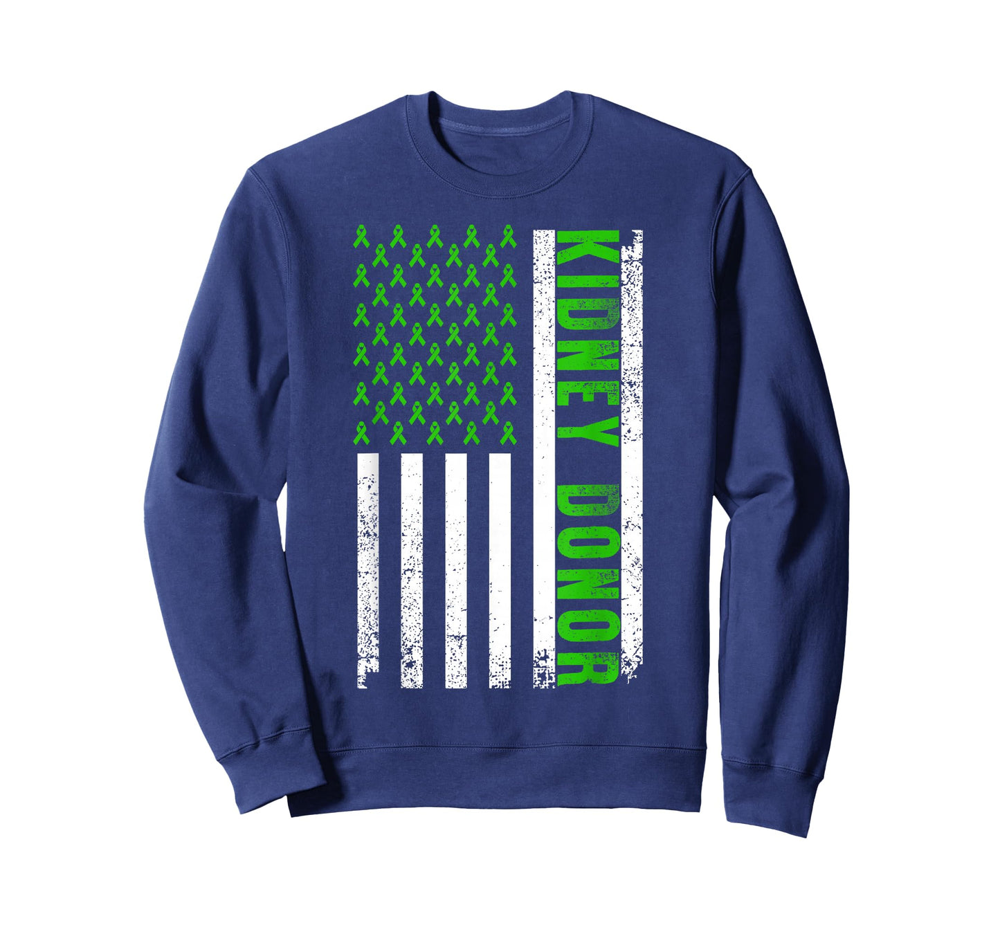Cute Kidney Donor US Flag Art Kidney Transplant Green Ribbon T-Shirt