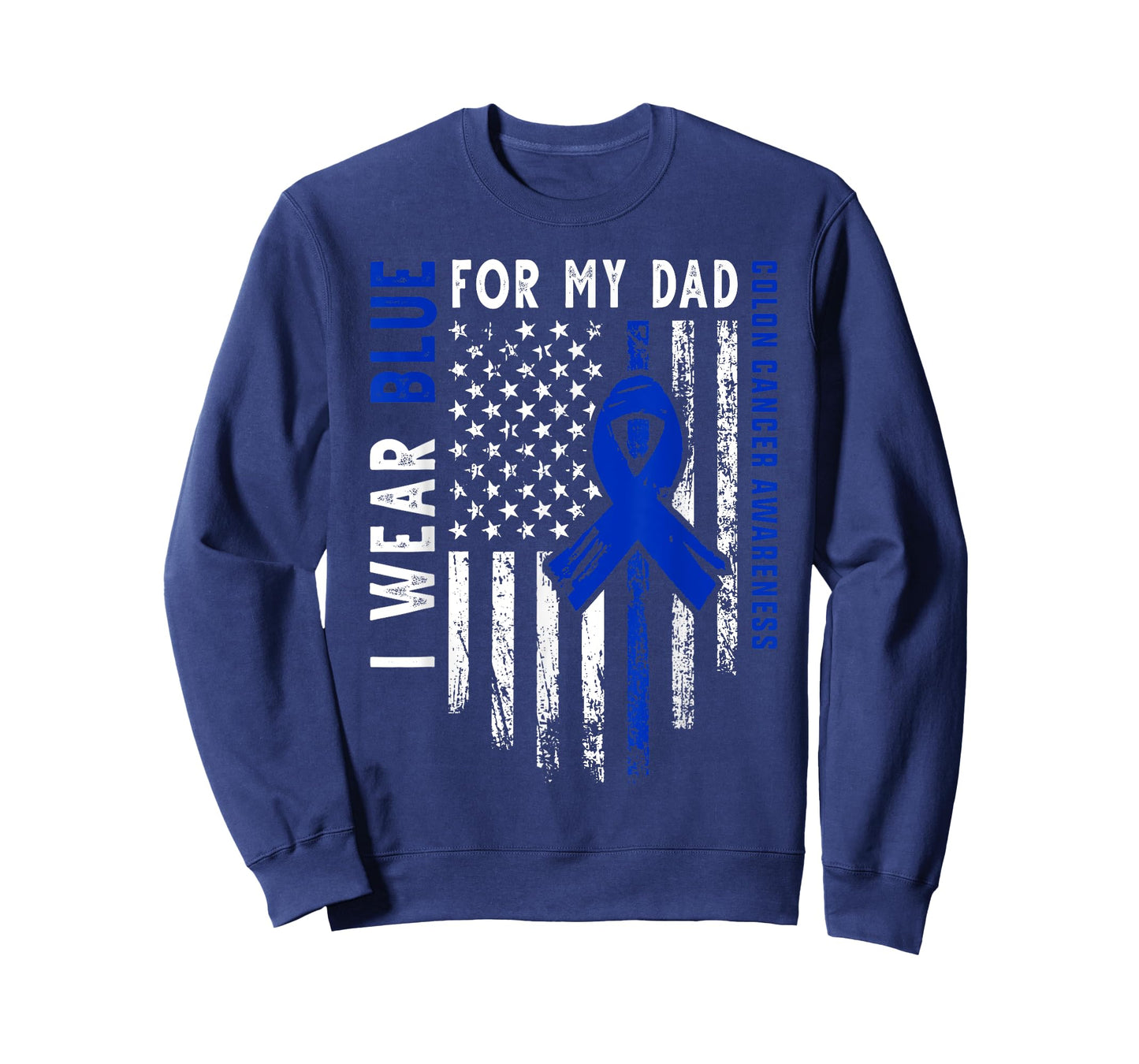 I wear Blue for my Dad Colon Cancer Awareness Blue USA Flag T-Shirt