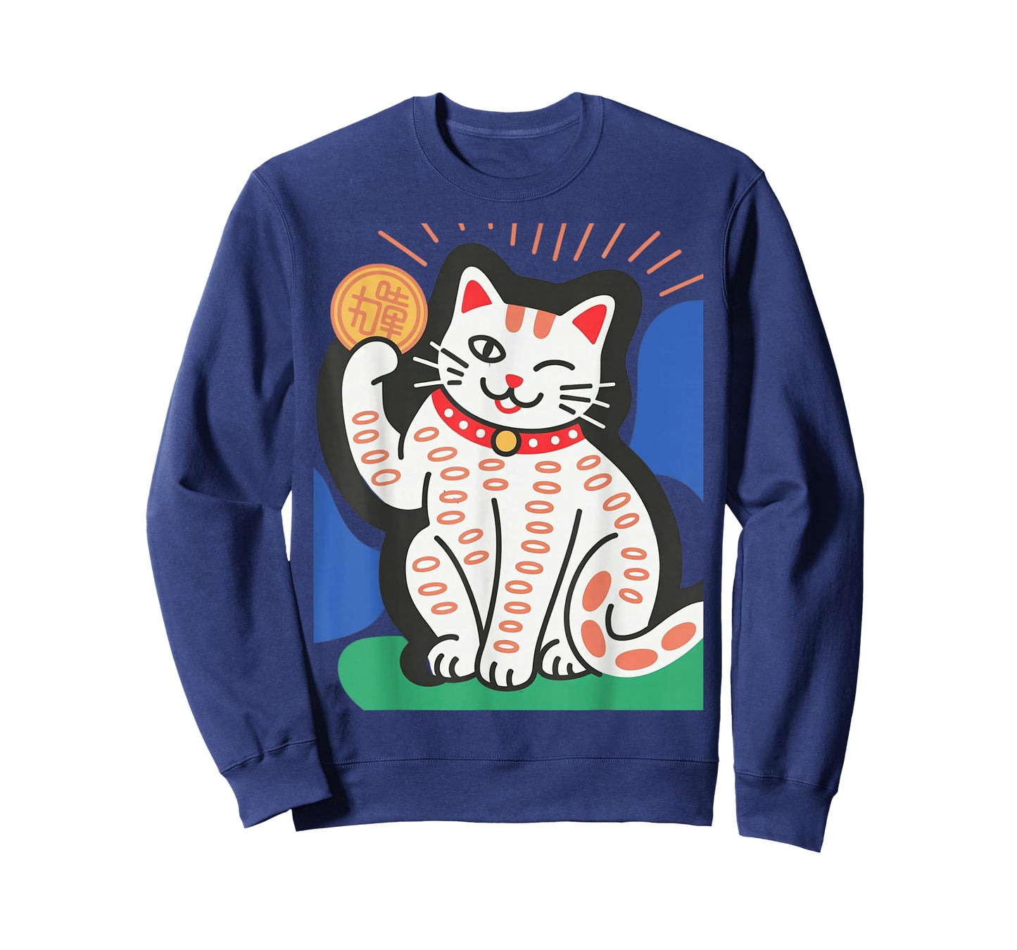 Lucky Cat Maneki Neko Japanese Fortune Waving Charm Art T-Shirt