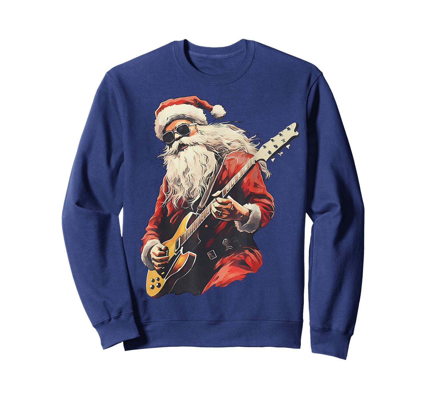 Retro Christmas Santa Playing Rock Guitar Xmas Holiday T-Shirt